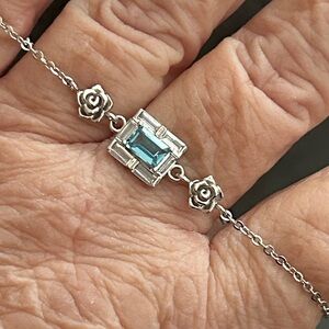 925 Sterling Silver Bracelet with topaz‎ Blue Gemstone